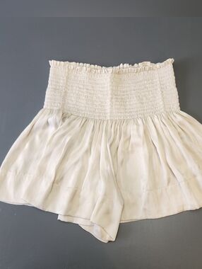 KOCH Erica Shorts Skirt Skort Pleated Smocked Ivory Python Pull On Womens Medium